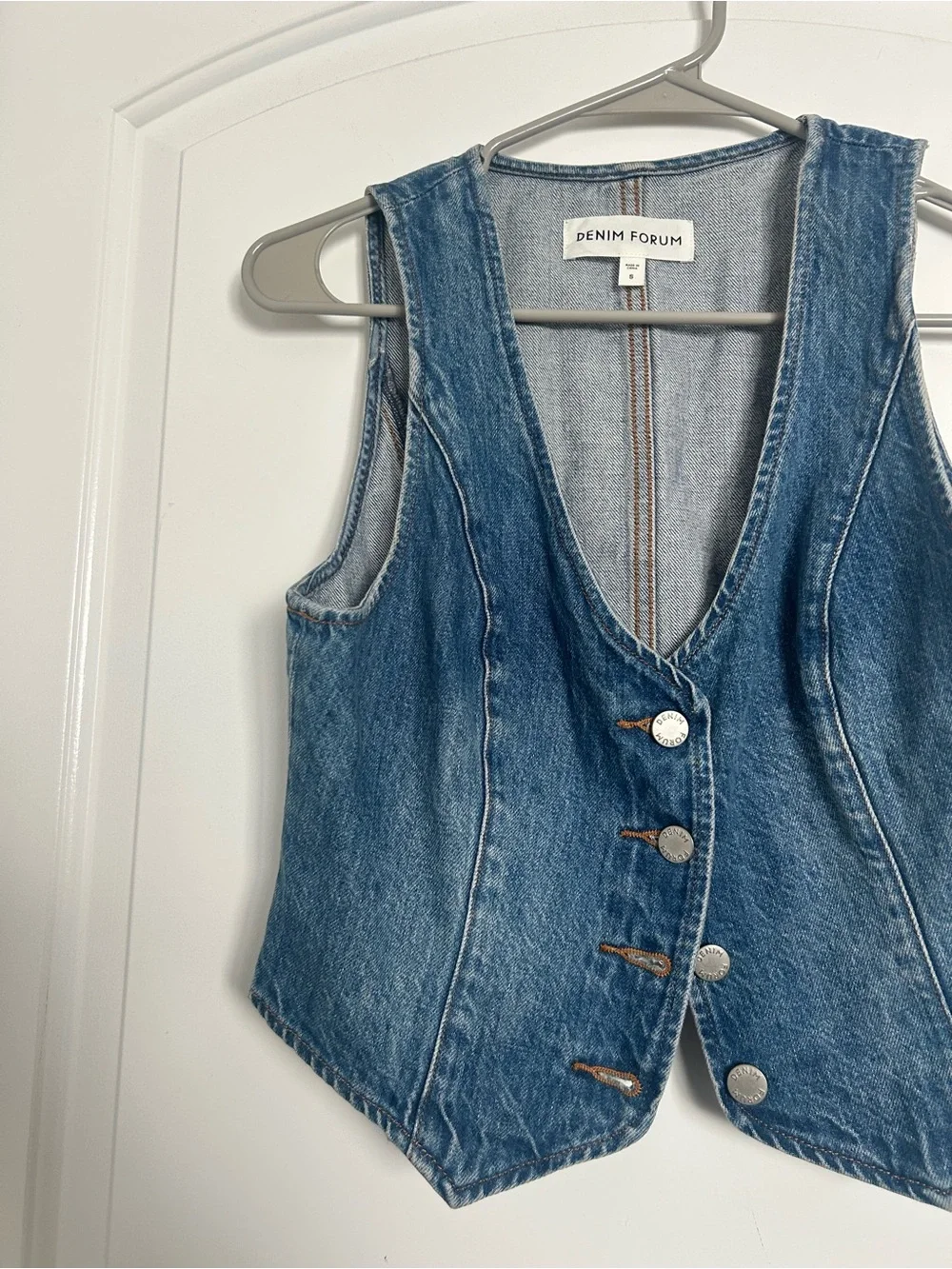 Aritzia Denim Forum The 90's Mia Denim Vest Size S Boho Western Festival Chic - Picture 7 of 13